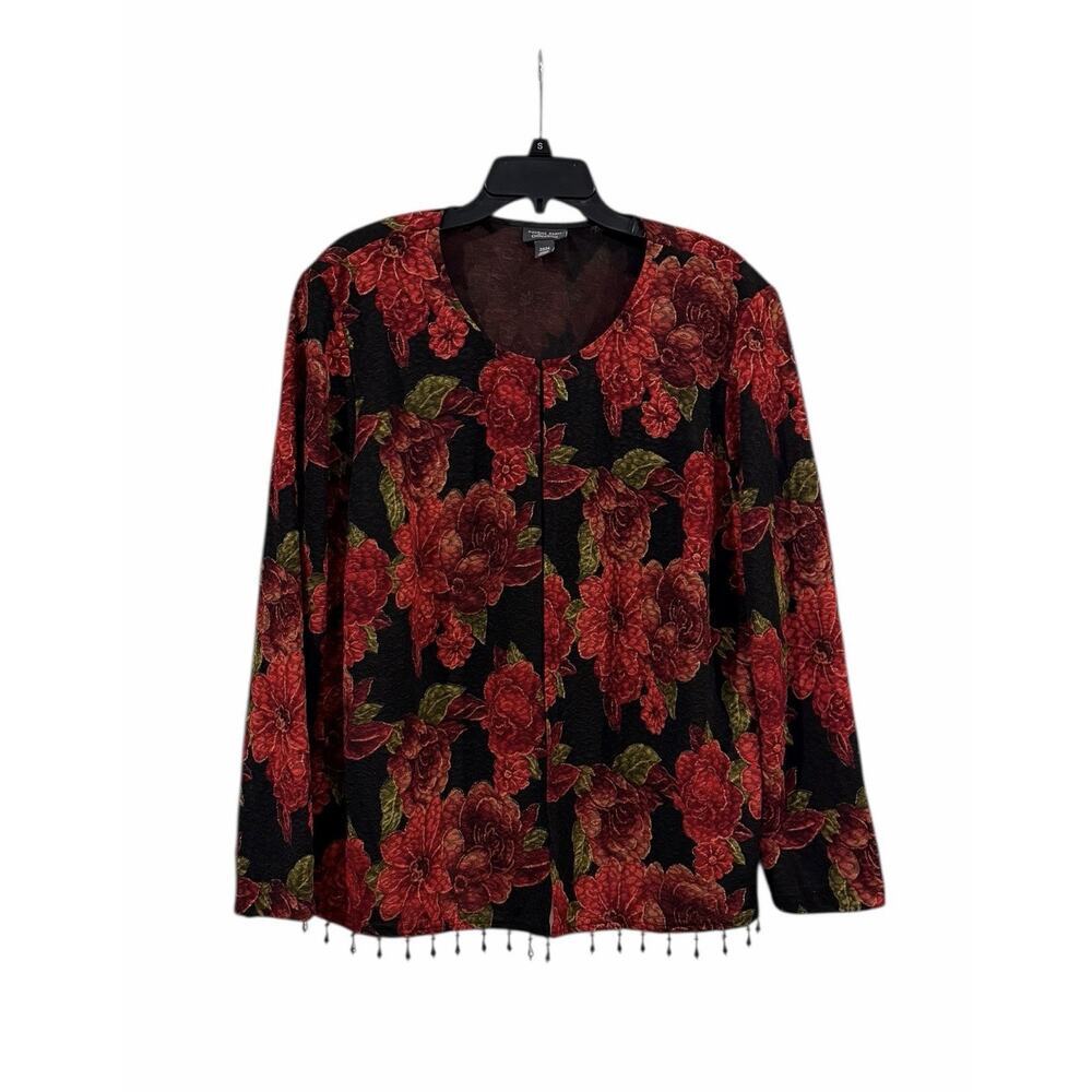 Dressbarn Vintage Dark Romantic Blazer Women’s 22/24 Red Floral Plus Size Modest